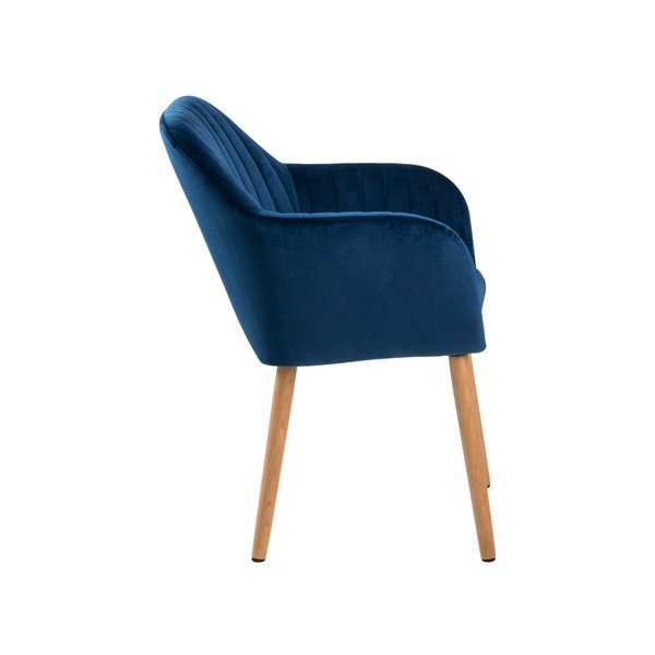 Тъмносин тапициран трапезен стол с подлакътници Emilia – Actona-image-2