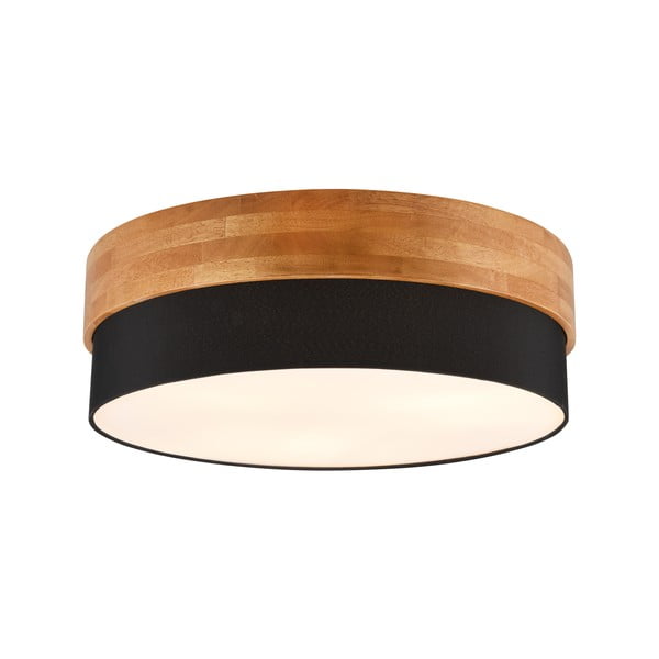 Черно и естествено осветително тяло за таван с текстилен абажур Seasons – Trio-image-1