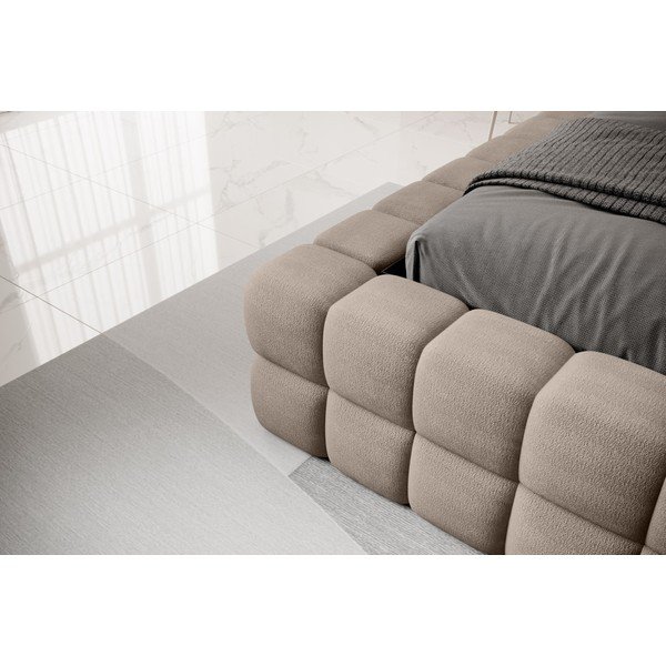 Светлокафяво тапицирано двойно легло с място за съхранение и включена подматрачна рамка 160x200 cm Dizzle – ELTAP-image-3