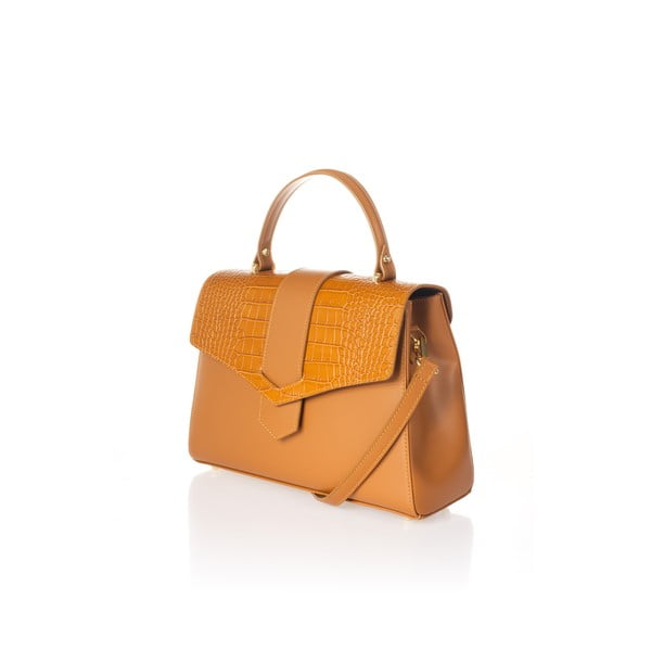 Оранжева кожена чанта Marta - Federica Bassi-image-3