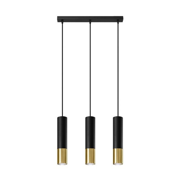 Висяща лампа с метален абажур в черно и златисто 45x6 cm Longbot - Nice Lamps