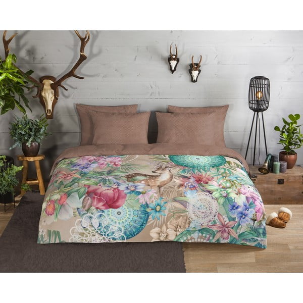 Кафяво фланелено спално бельо за единично легло 140x200 cm - HIP-image-1