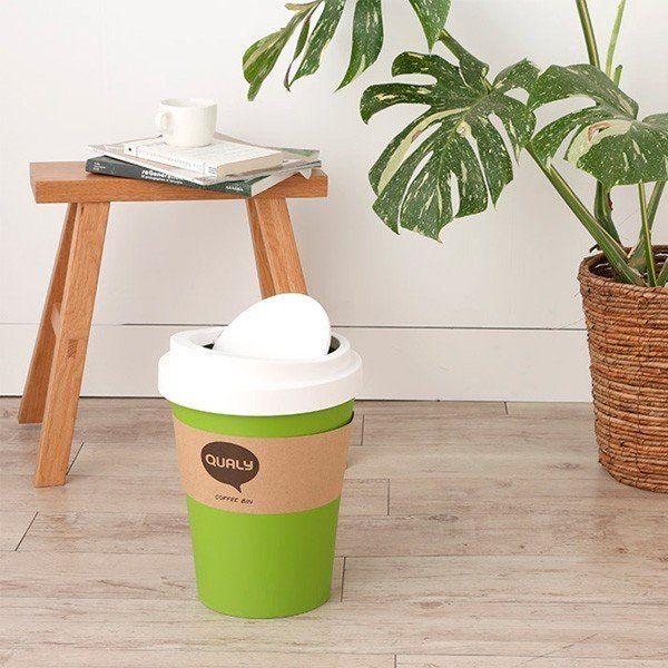 Hnědo-bílý odpadková koš Qualy&CO Coffee Bin-image-1