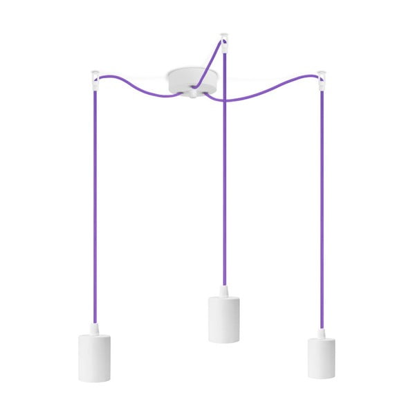 Три лилави кабела за окачване с бяла розетка Cero - Bulb Attack