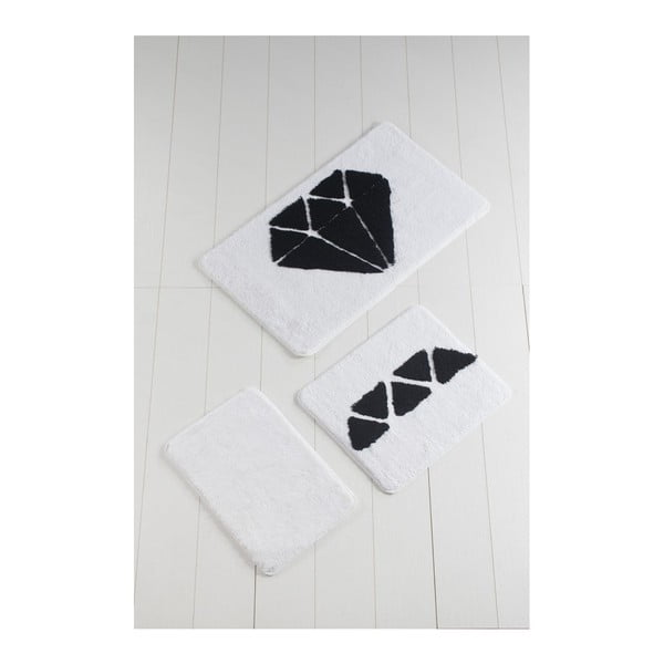 Комплект от 3 черно-бели изтривалки за баня Diamond - Foutastic