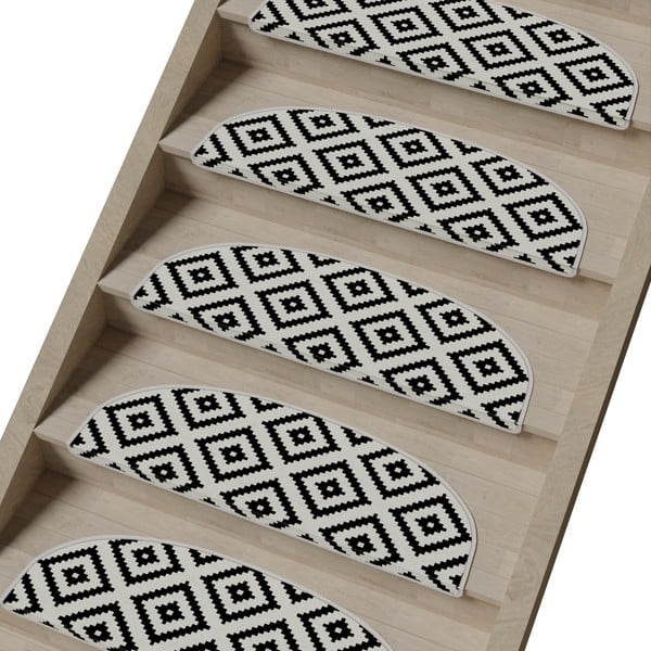 Черно-бели килимчета за стълби в комплект от 16 части 20x65 cm Art - Vitaus-image-1