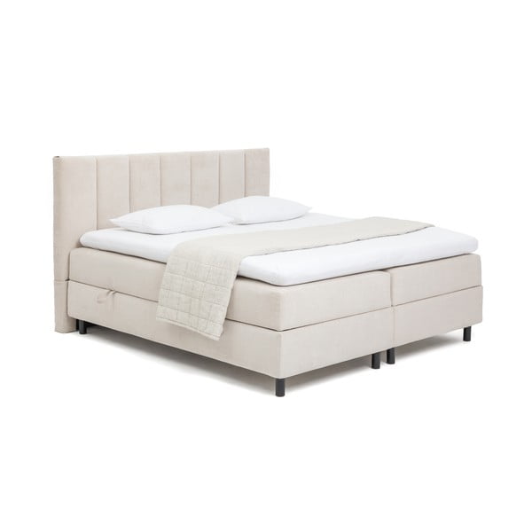 Бежово боксспринг легло с място за съхранение 180x200 cm Elva Bold Line – Bonami Selection