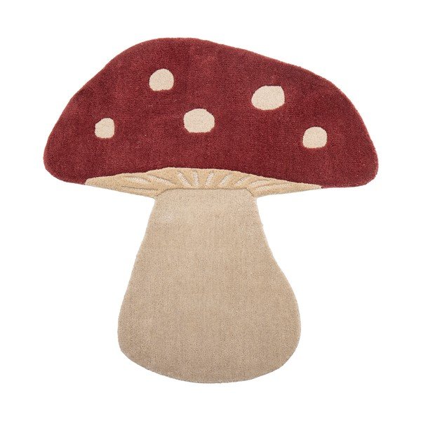 Червен  вълнен детски килим 85x90 cm Mushroom – Bloomingville Mini