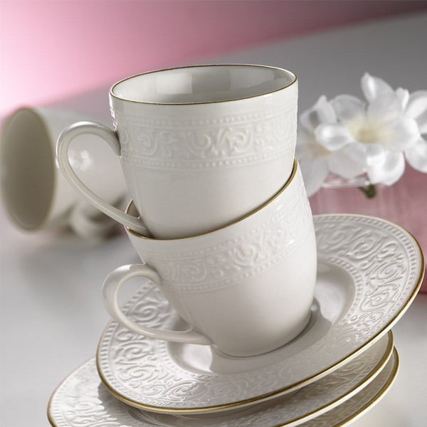 Комплект от 6 порцеланови чаши и чинии Kutahya Simple White, 80 ml - Kütahya Porselen