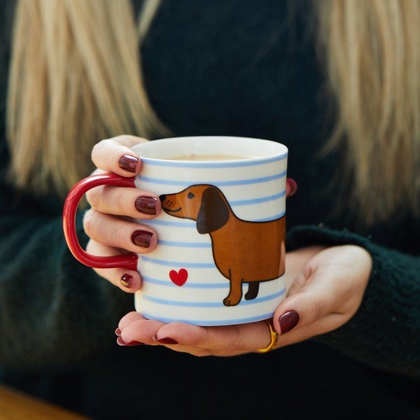 Синя и кафява порцеланова чаша 300 ml Sausage Dog – Sass & Belle-image-2