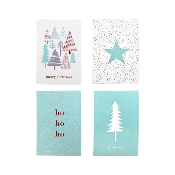 Комплект от 4 хартиени коледни картички Коледа - Bloomingville