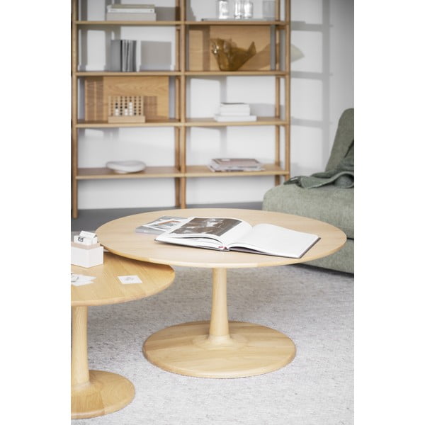 Кръгла масичка за кафе от декор от дъб  в естествен цвят 90x90 cm Hobart – Rowico-image-1