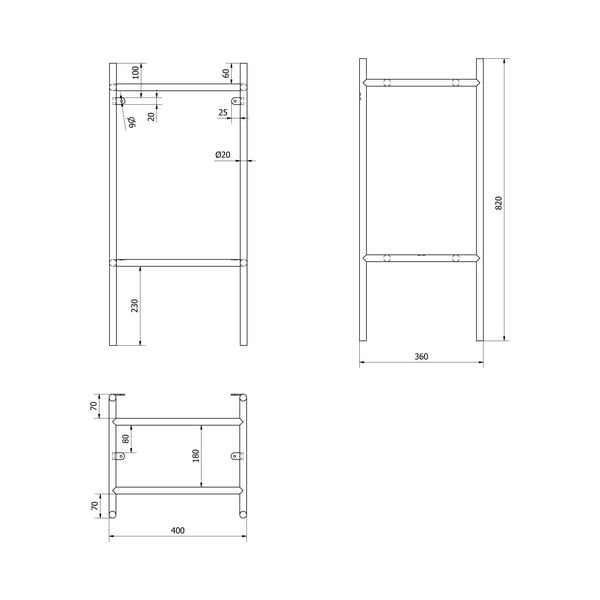 Черна метална стойка за умивалник 40x82 cm Puno – Sapho-image-3