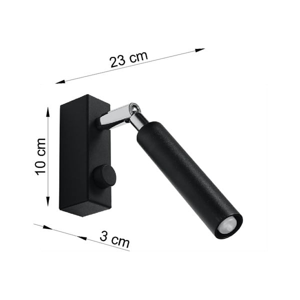 Черен прожектор 10x3 cm Tiden – Sollux-image-3