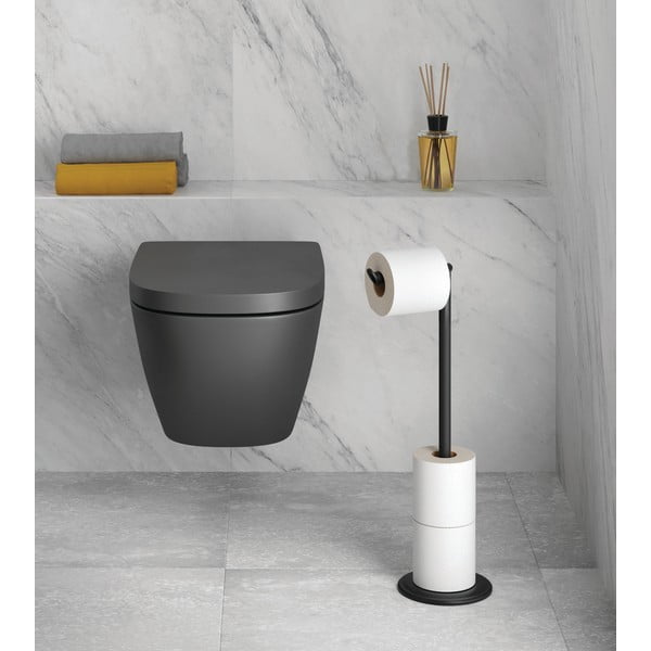 Матово черна стоманена поставка за тоалетна хартия Lava – Metaltex-image-1