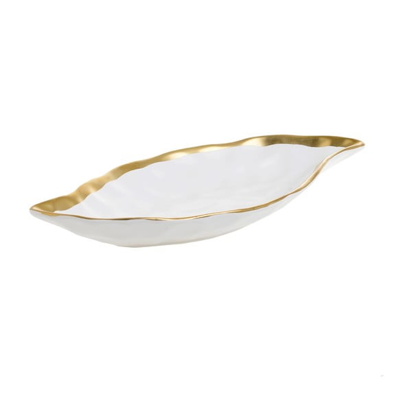Бяла порцеланова купа за сервиране Leafy, 26,5 x 13,5 cm - InArt