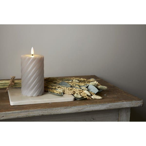 LED свещ от сив восък , височина 15 см Flamme Swirl - Star Trading-image-4