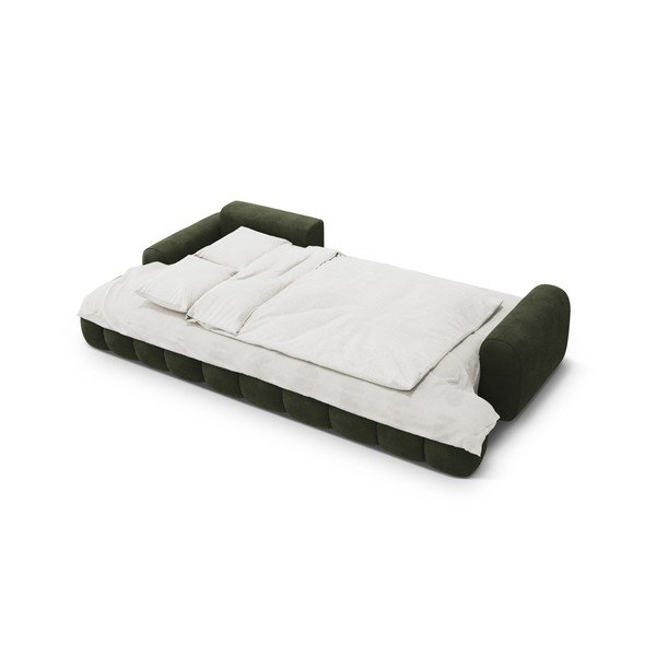 Зелен кадифен сгъваем/с място за съхранение ъглов диван (ляв ъгъл) Linz – Cosmopolitan Design-image-4