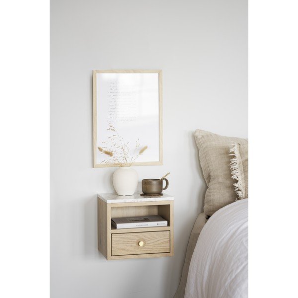 Нощно шкафче с плот от имитация на мрамор естествено Whitmore – Rowico-image-1