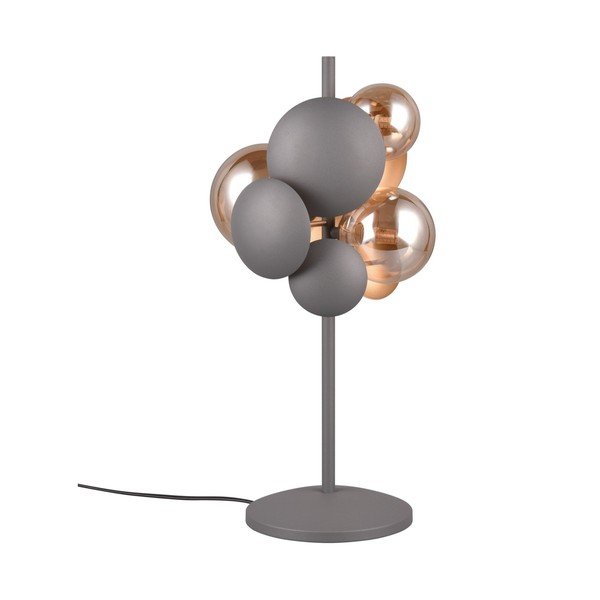 Настолна лампа със стъклен абажур в сиво-златисто (височина 50 cm) Bubble - Trio Select