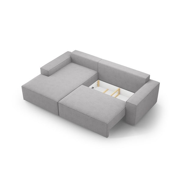 Светлосив разтегателен ъглов диван от букле (ляв ъгъл) Jodie – Micadoni Home-image-4