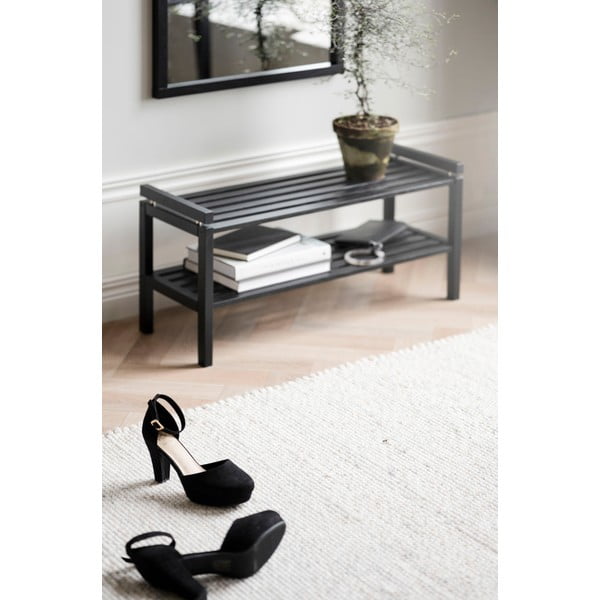 Черна стойка за обувки от масивен дъб Confetti – Rowico-image-2
