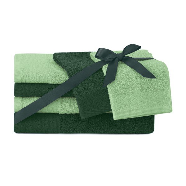 Зелени памучни хавлии и кърпи за баня в комплект от 6 бр. от тери Flos – Restilo-image-1