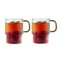 Жълти стъклени чаши в комплект 2 бр. за капучино 350 ml Livio – Vialli Design