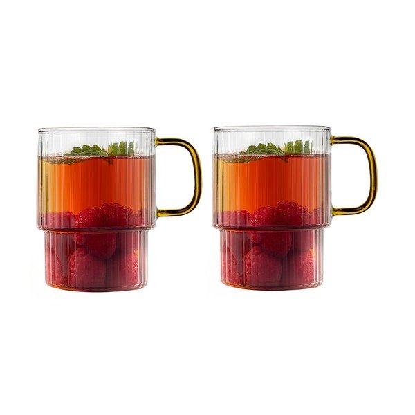 Жълти стъклени чаши в комплект 2 бр. за капучино 350 ml Livio – Vialli Design