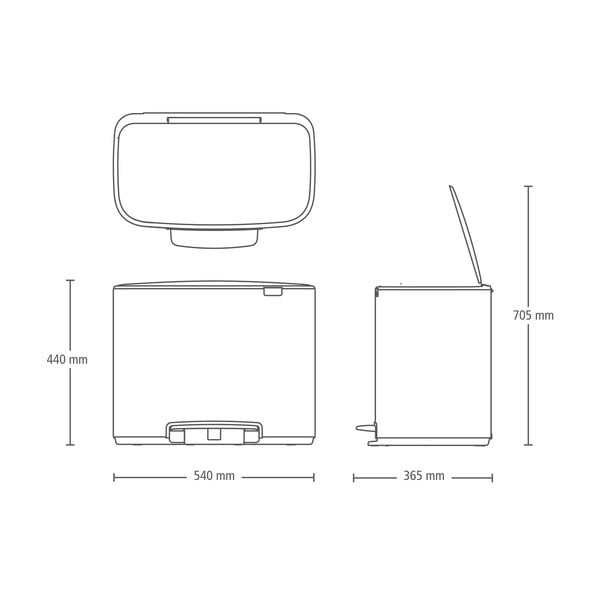 Матово-черно стоманено кошче за боклук за рециклиране с педал 33 l Bo – Brabantia-image-4
