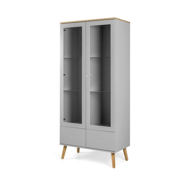 Сива витрина с крака от дъбово дърво, височина 175 cm Dot - Tenzo-image-2