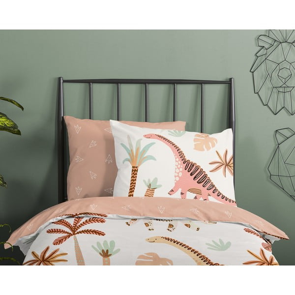 Кафяво-бежово памучно детско спално бельо за детско креватче 100x135 cm Dino – Good Morning-image-2