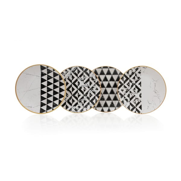 Черно-бели керамични чинии в комплект от 4 бр. ø 25 см - Hermia