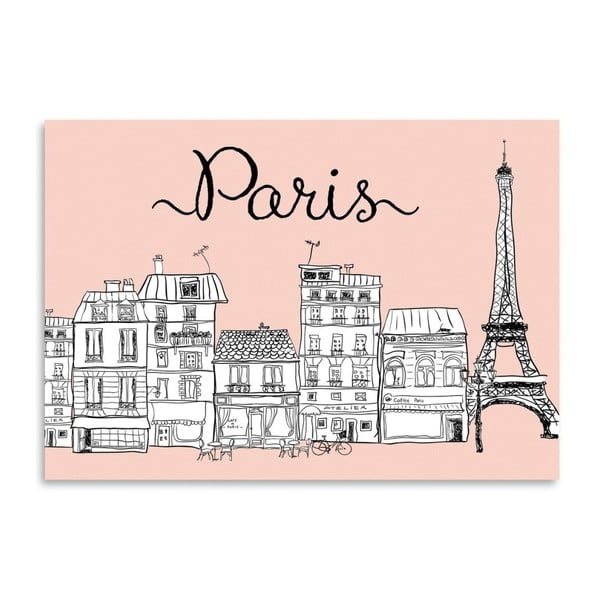 Plakát Americanflat Paris on Pink, 30 x 42 cm