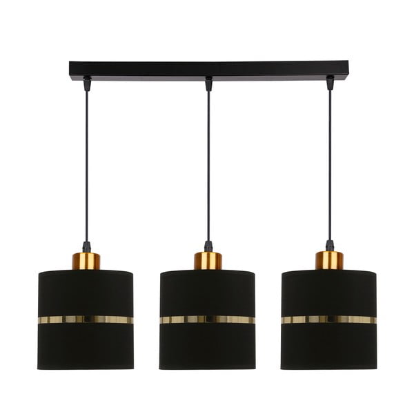 Черна висяща лампа с текстилен абажур ø 15 cm Assam - Candellux Lighting