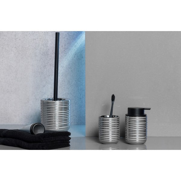 Керамична четка за тоалетна в сребрист цвят Vilalba - Wenko-image-3