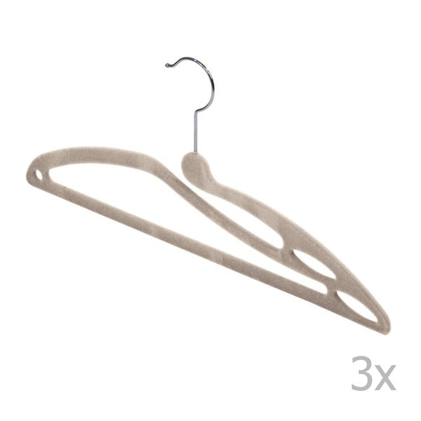 Комплект от 3 бежови кадифени закачалки за тениски - Domopak-image-1