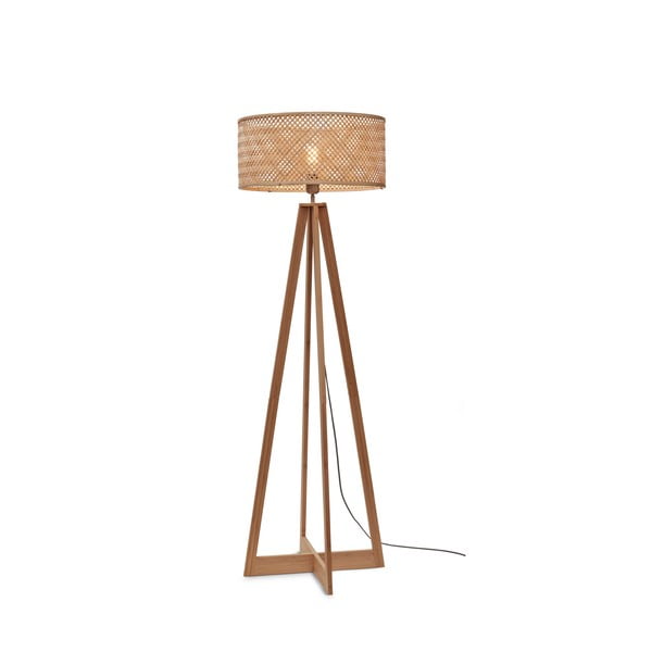 Подова лампа с бамбуков абажур в естествен цвят (височина 145 см) Java - Good&Mojo