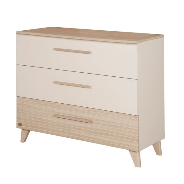 Кремав/в естествен цвят детски скрин от декор от дъб  с маса за преповиване 110x98x75 cm Sidney – Roba-image-2