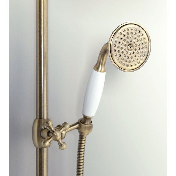 Месингов душ комплект в бронзов цвят с термостатен смесител с душ глава и ръчен душ 142 cm Antea – Sapho-image-3
