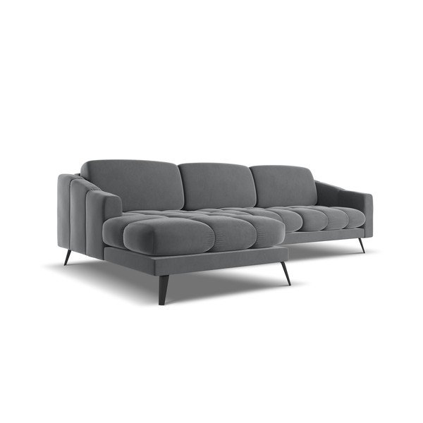 Сив кадифен ъглов диван (ляв ъгъл) Nalu – Makamii-image-3