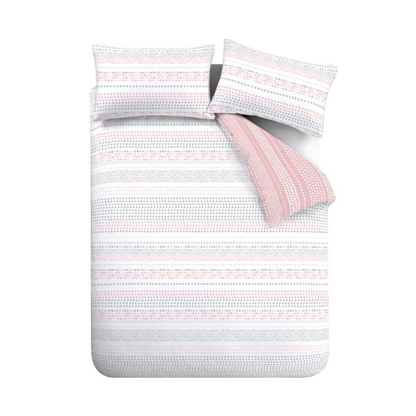 Розово-сиво спално бельо 200x135 cm Banded Spots - Cloudsoft