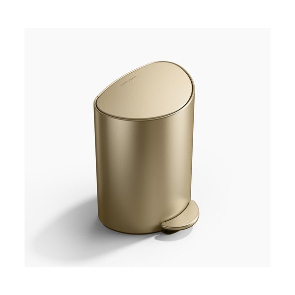 Матово златисто стоманено кошче за боклук с педал 6 l – simplehuman-image-1