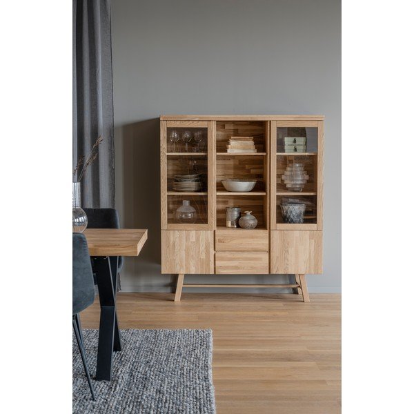 Витрина от дъбова дървесина в естествен цвят 130x150 cm Brooklyn - Rowico-image-1