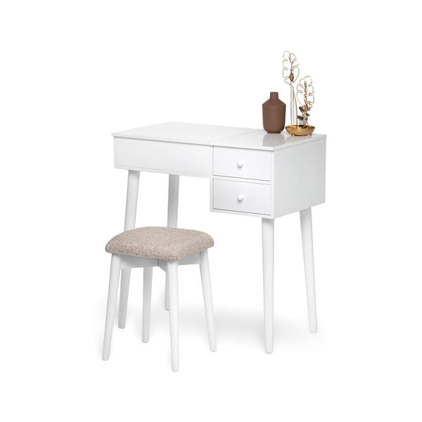 Бяла тоалетка с огледало, кутия за бижута и 2 чекмеджета Красота - Bonami Essentials-image-1