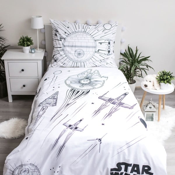 Единично  памучно детско спално бельо със светещ ефект 140x200 cm Star Wars – Jerry Fabrics-image-2