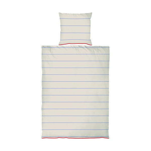 Синьо-бежово единично  спално бельо от памучен сатен 140x200 cm Align – Mette Ditmer Denmark