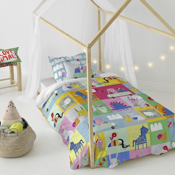 Детско памучно спално бельо Пачуърк, 140 x 200 cm Patchwork Animal - Moshi Moshi-image-4