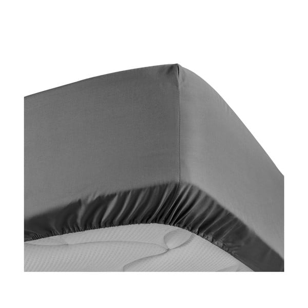 Антрацитен еластичен чаршаф от памук перкал 180x200 cm Percaline – douceur d'intérieur-image-3