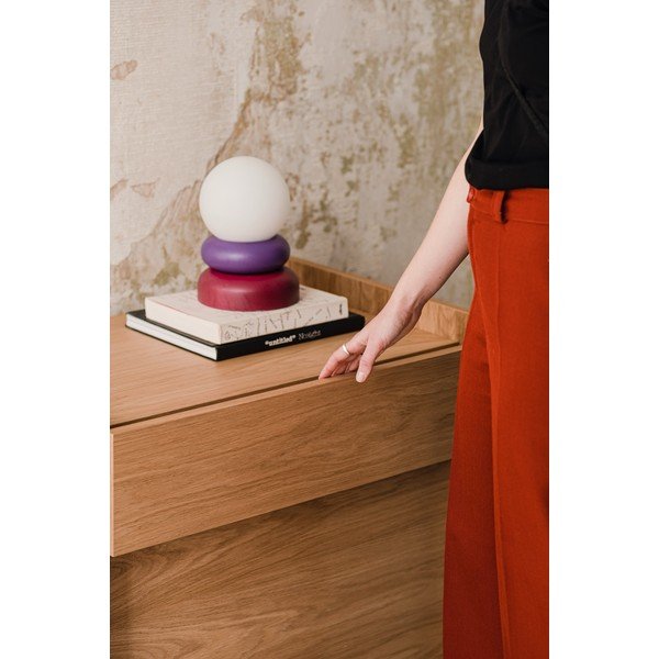 Червена/лилава настолна лампа от масивна дървесина със стъклен абажур (височина 24 cm) Otem – noo.ma-image-3